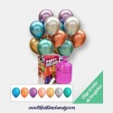 Pack A TU GUSTO Maxi + 50 Globos Cromados 28cm. Elige el color de los Globos