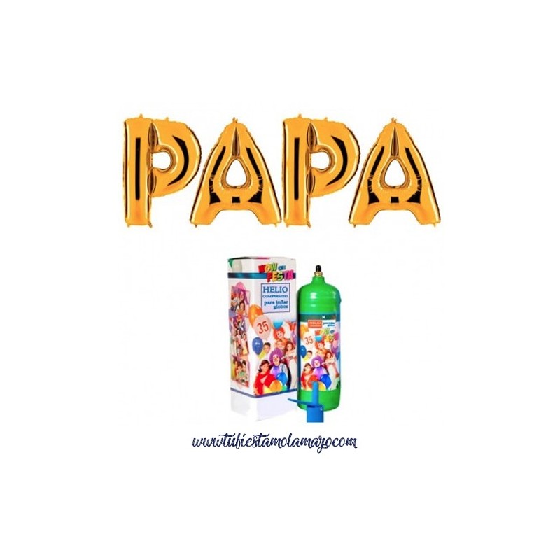 Pack Feliz Día Papa Dorado con Helio Pack Feliz Día Papa Dorado con Helio