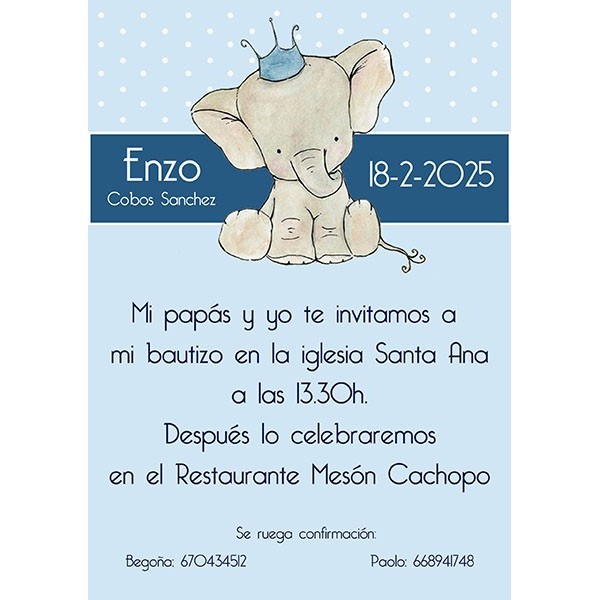 Invitaciones de bautizo de elefante - Tu Fiesta Mola Mazo