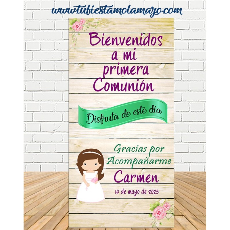 Cartel Bienvenida Comunión Arcoiris 