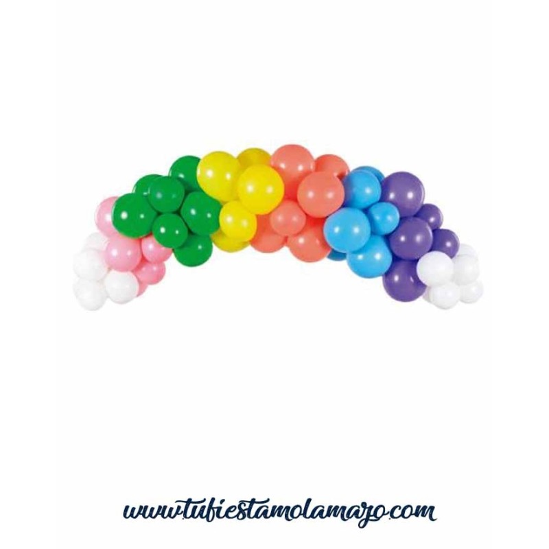 Arco o guirnalda de globos de colores para decoración de fiestas.