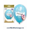 Bolsa 8 Globos de Comunión Personalizados Azul de Látex 28cm