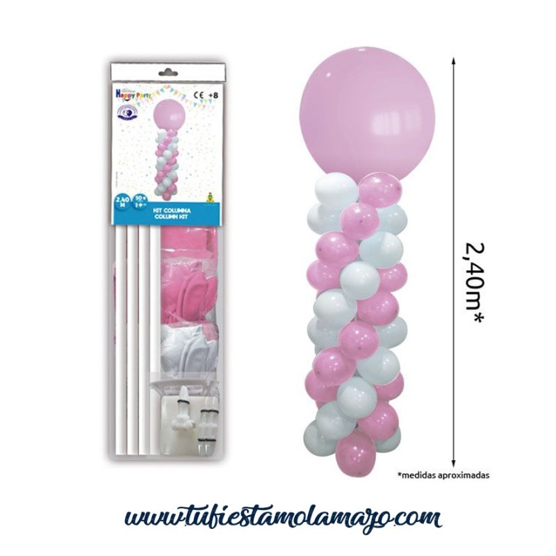 Columna de Globos Rosa y Blanco Columna de Globos Rosa y Blanco