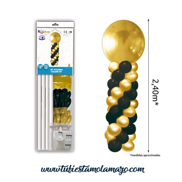 Columna de Globos Oro y Negro