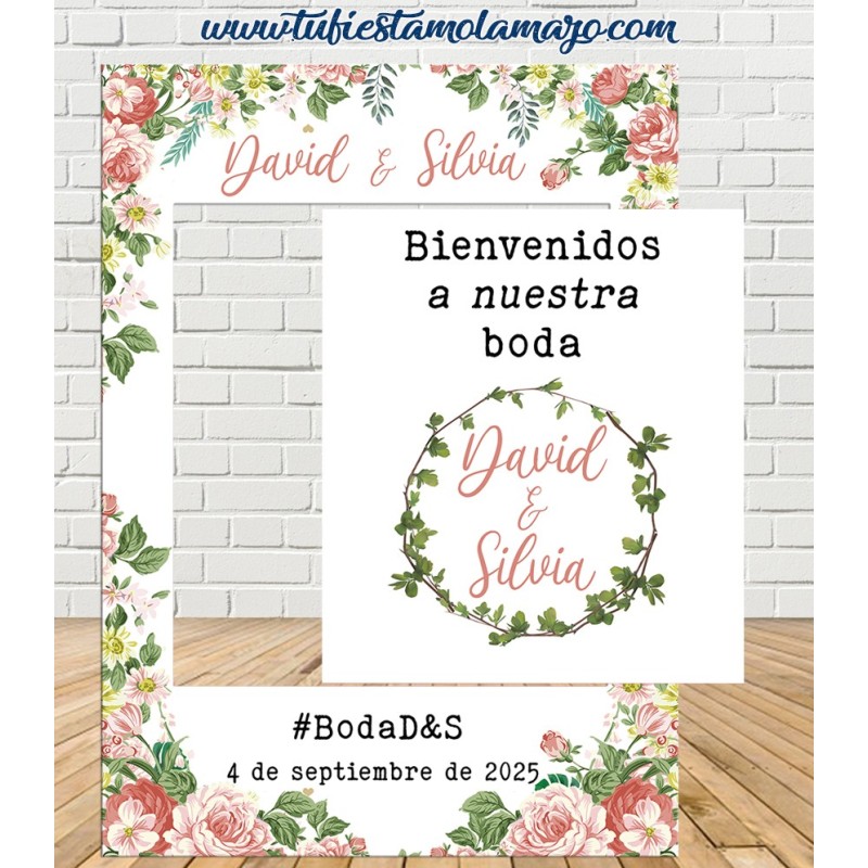 Photocall y Cartel boda con flores - Tu Fiesta Mola Mazo