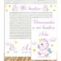 Photocall cartel Bautizo Unicornio y Estrellas
