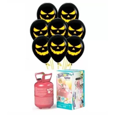 Pack Helio Globos Calabazas Negras Halloween