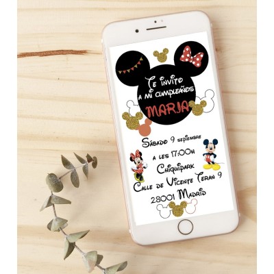 Invitación Digital Cumpleaños Mickey y Minnie Invitación Digital Cumpleaños Mickey y Minnie