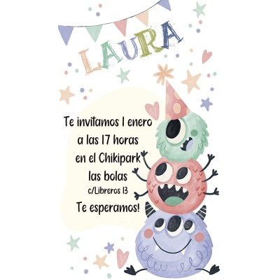 Invitación Digital Cumpleaños Mounstruos Invitación Digital Cumpleaños Mounstruos