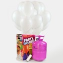 Pack de helio con 50 globos blancos