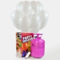 Pack de helio con 50 globos blanco metalizados