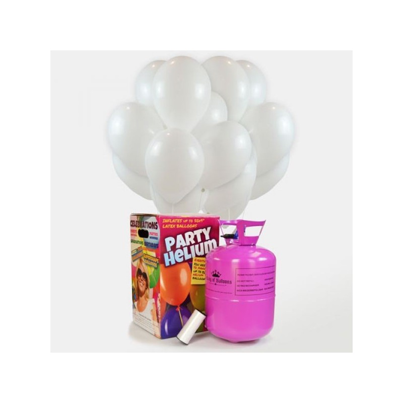 Pack helio con Globos Blancos metalizados - Tu Fiesta Mola Mazo