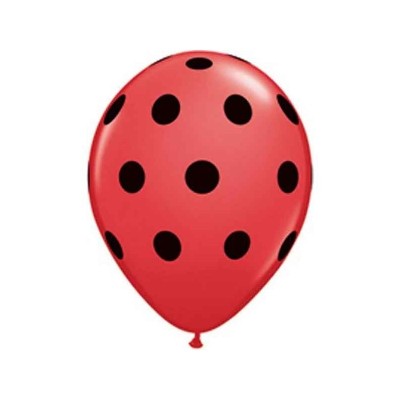 Globo látex Rojo Lunares Negros Globo látex Rojo Lunares Negros