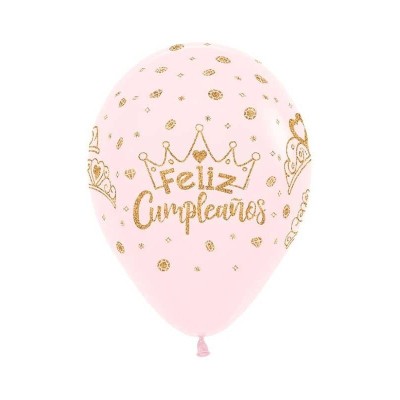 Globos R-12 Feliz Cumple Coronas Glitter Globos R-12 Feliz Cumple Coronas Glitter