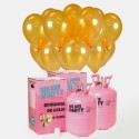 Pack 2 bombonas de helio maxi más 100 globos oro