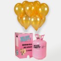 Pack de helio Maxi más 50 globos dorados