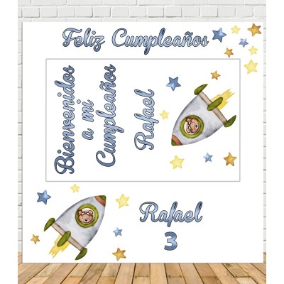 Photocall Cumpleaños Infantil Cohete