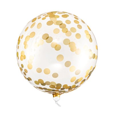 Globo Bubble Transparente con Confeti Dorado