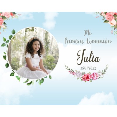 Cartel Comunión Personalizado Flores