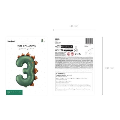 Globos Foil  Número Dinosaurio