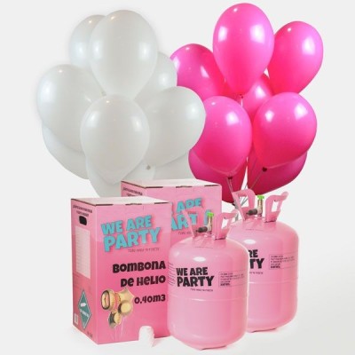 Bombonas helio Globos Rosa&Blanco