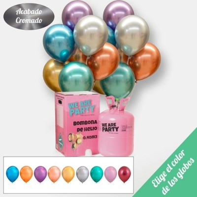 Pack A TU GUSTO Maxi + 50 Globos Cromados 28cm. Elige el color de los Globos