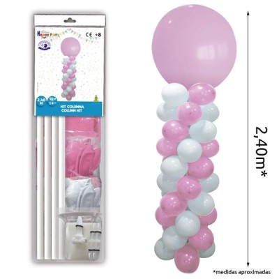 Columna de Globos Rosa y Blanco 2,40m