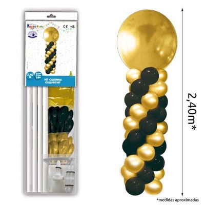 Columna de Globos Oro y Negro