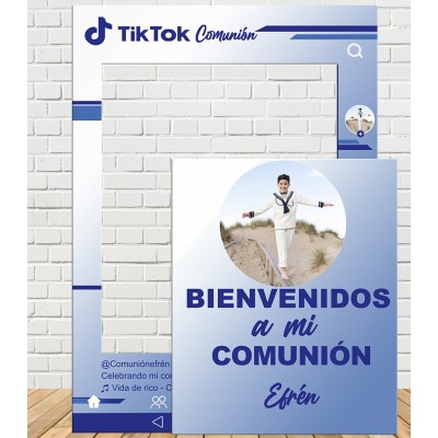 Photocall TikTok Comunión Azul Personalizado