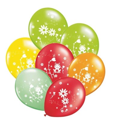 Globo látex colores rana en el jardín