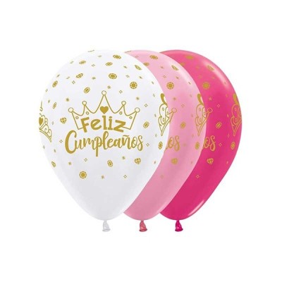 Globos R-12 Feliz Cumple Coronas