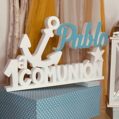 Primera Comunión Ancla Nombre Azul