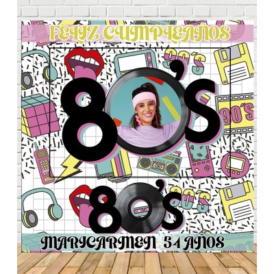 Photocall Cumpleaños Personalizado Ochentero - Tu Fiesta Mola Mazo