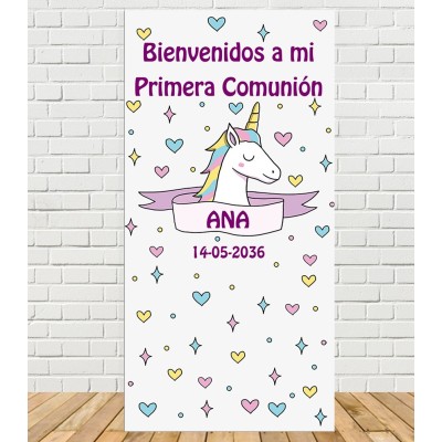 Cartel Comunión unicornio