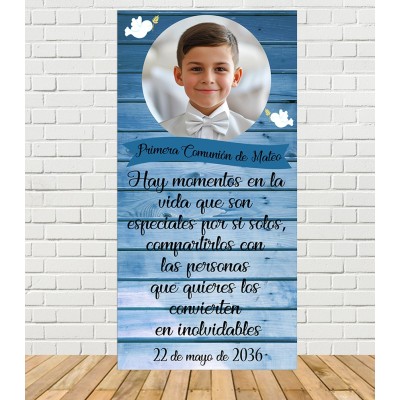 Cartel Bienvenida de Comunión madera