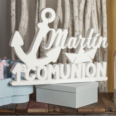 Letras Comunión Ancla Personalizado | Decoración Marinero Corcho