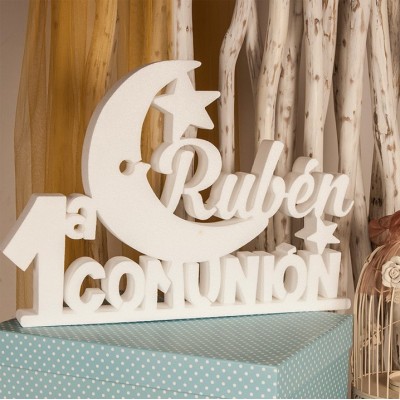Luna de Comunión Personalizada | Nombre de Corcho Decoración Eventos