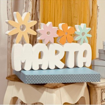 Nombre Personalizado con Flores a Color | Decoración Comunion Corcho