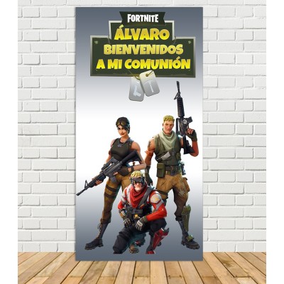 Cartel Comunión Personajes Fortnite