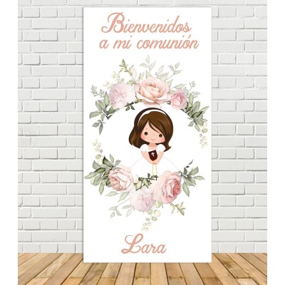 Cartel Bienvenida Comunión de flores