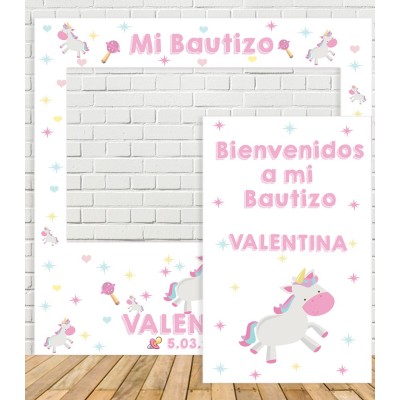 Photocall de Bautizo Unicornios
