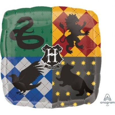 Globo cuadrado de Harry Potter foil con escudo de Hogwarts 45 cm