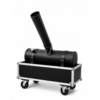 Máquina de Confeti Stadium Cannon profesional en flightcase de transporte para estadios