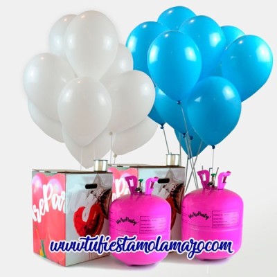 Pack  Helio Globos Azul Cielo&Blanco