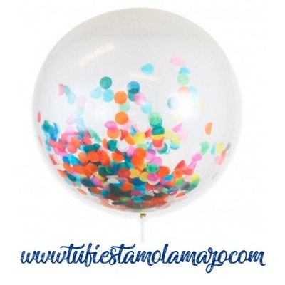 Globo DECO Látex Gigante 80cm Transparente con Confeti Real