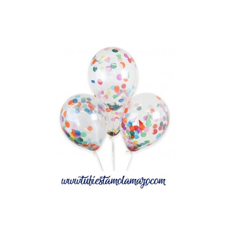 Globos Látex Transparentes con Confeti Real Globos Látex Transparentes con Confeti Real