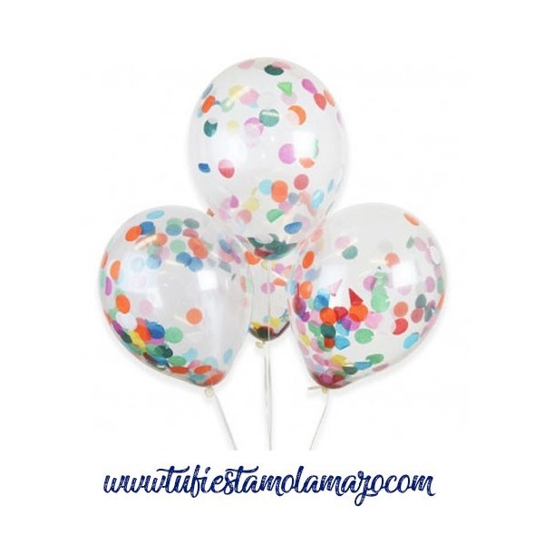 Globos  Látex Transparentes con Confeti Real